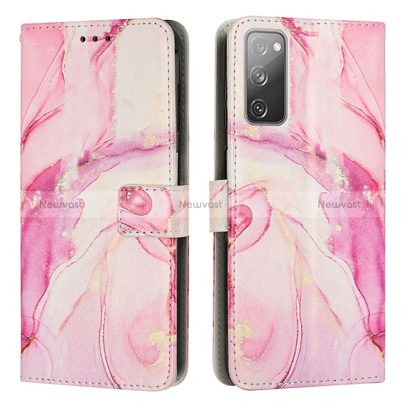 Leather Case Stands Fashionable Pattern Flip Cover Holder Y01X for Samsung Galaxy S20 FE 4G Pink