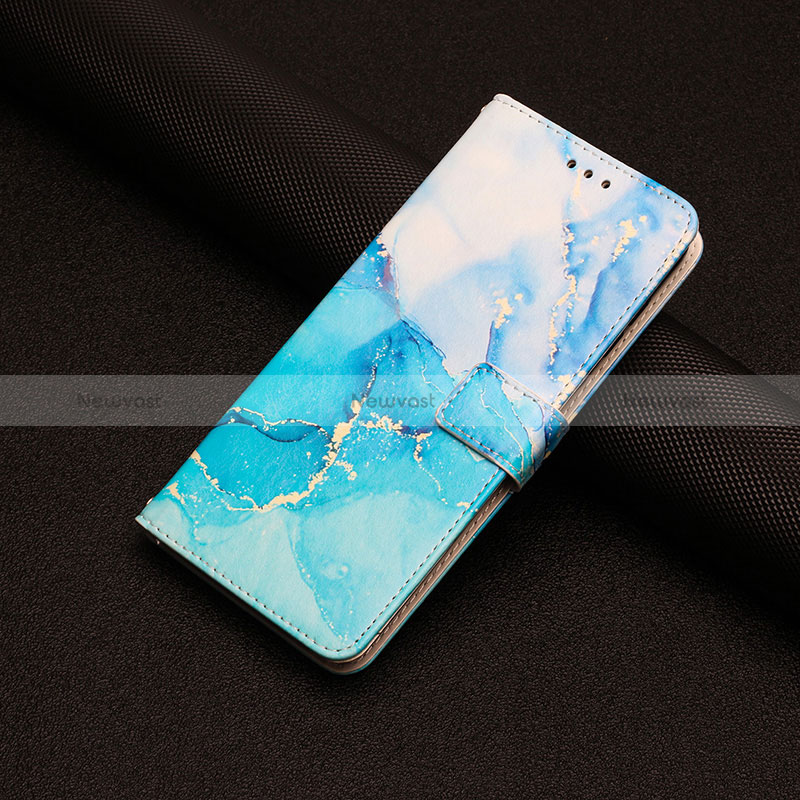Leather Case Stands Fashionable Pattern Flip Cover Holder Y01X for Xiaomi POCO C3 Blue