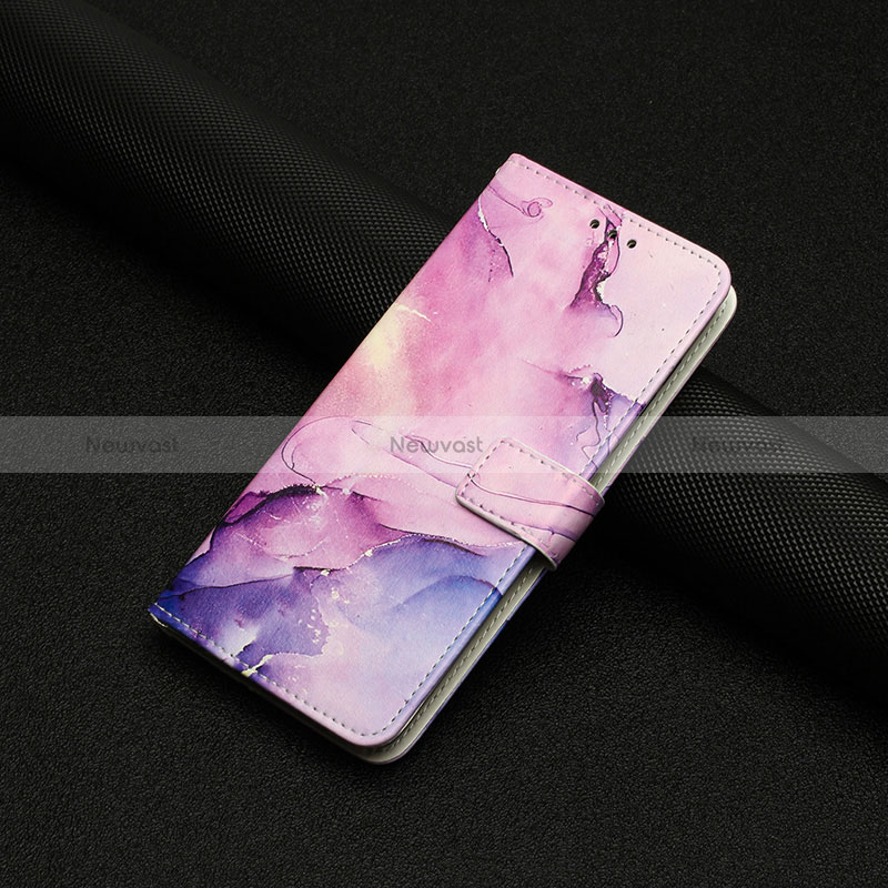 Leather Case Stands Fashionable Pattern Flip Cover Holder Y01X for Xiaomi POCO C3 Purple