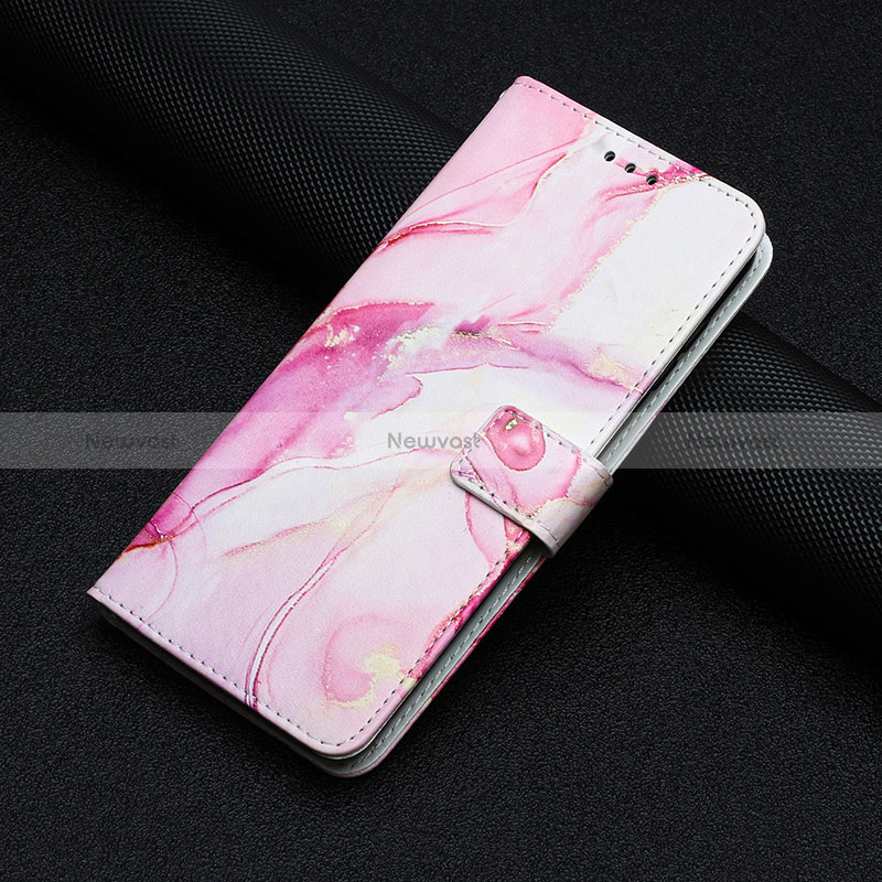 Leather Case Stands Fashionable Pattern Flip Cover Holder Y01X for Xiaomi Poco C55 Pink