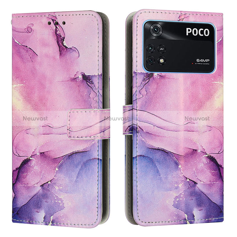 Leather Case Stands Fashionable Pattern Flip Cover Holder Y01X for Xiaomi Poco M4 Pro 4G