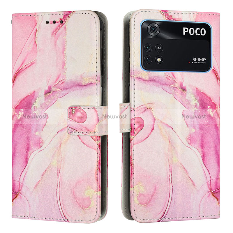 Leather Case Stands Fashionable Pattern Flip Cover Holder Y01X for Xiaomi Poco M4 Pro 4G