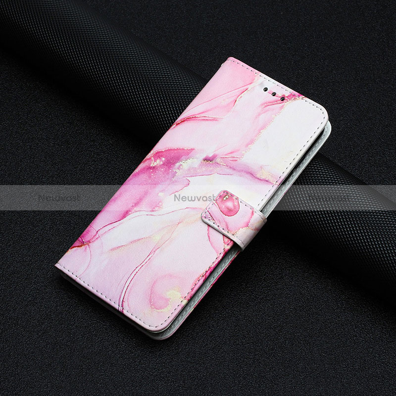 Leather Case Stands Fashionable Pattern Flip Cover Holder Y01X for Xiaomi Poco M4 Pro 4G Pink