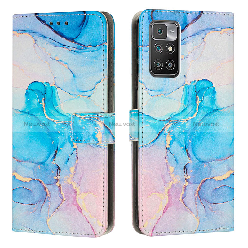 Leather Case Stands Fashionable Pattern Flip Cover Holder Y01X for Xiaomi Redmi 10 (2022) Sky Blue