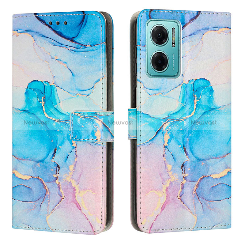 Leather Case Stands Fashionable Pattern Flip Cover Holder Y01X for Xiaomi Redmi Note 11E 5G Sky Blue