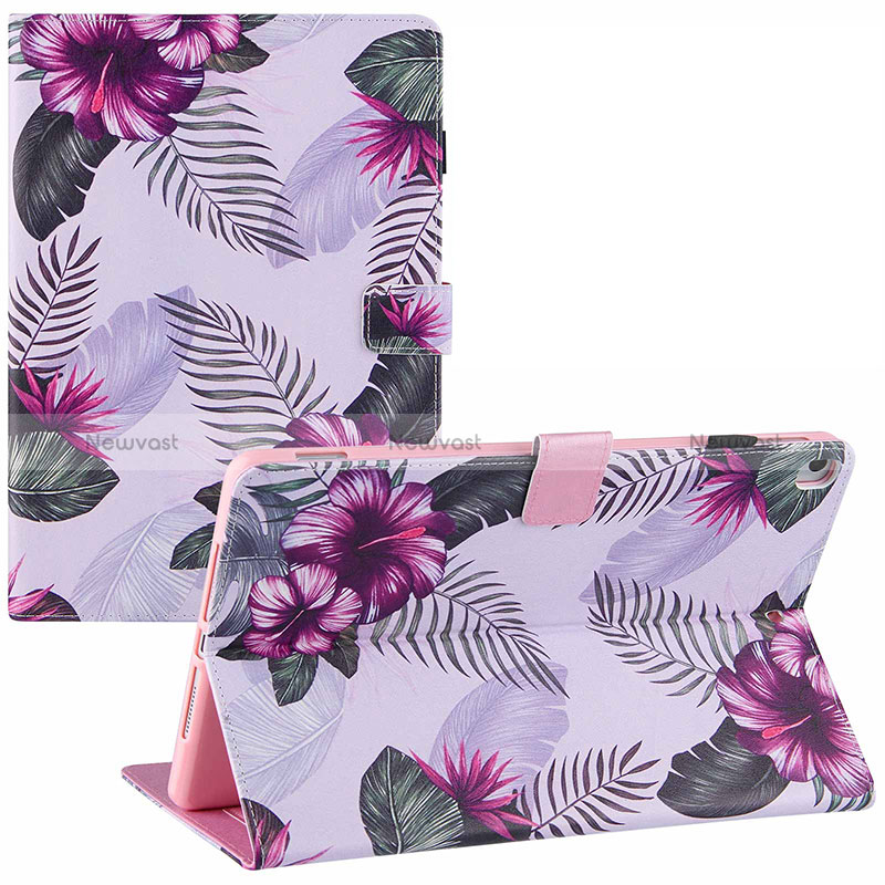 Leather Case Stands Fashionable Pattern Flip Cover Holder Y02B for Apple iPad 10.2 (2019) Purple