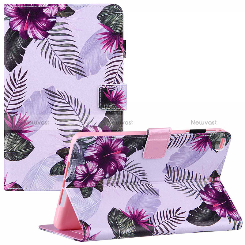 Leather Case Stands Fashionable Pattern Flip Cover Holder Y02B for Apple iPad Mini 4 Purple