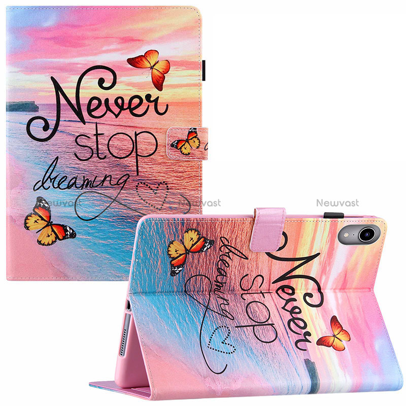 Leather Case Stands Fashionable Pattern Flip Cover Holder Y02B for Apple iPad Mini 6 Pink