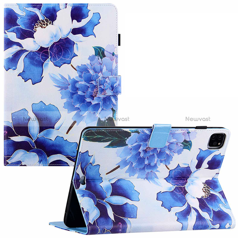 Leather Case Stands Fashionable Pattern Flip Cover Holder Y02B for Apple iPad Pro 11 (2021) Blue