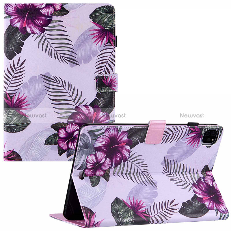 Leather Case Stands Fashionable Pattern Flip Cover Holder Y02B for Apple iPad Pro 11 (2021) Purple