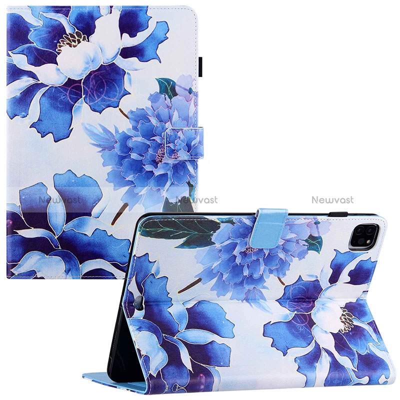 Leather Case Stands Fashionable Pattern Flip Cover Holder Y02B for Apple iPad Pro 11 (2022) Blue
