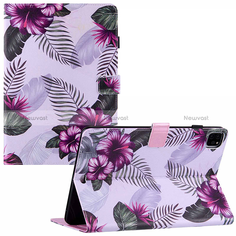 Leather Case Stands Fashionable Pattern Flip Cover Holder Y02B for Apple iPad Pro 11 (2022) Purple