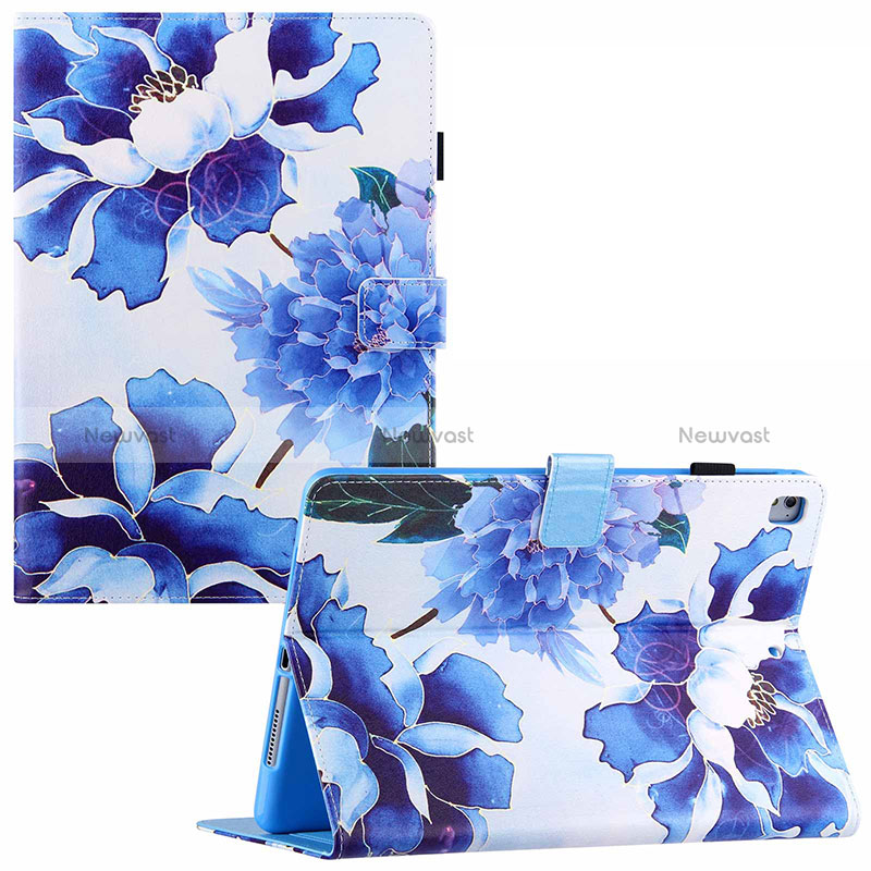 Leather Case Stands Fashionable Pattern Flip Cover Holder Y02B for Apple New iPad 9.7 (2018) Blue