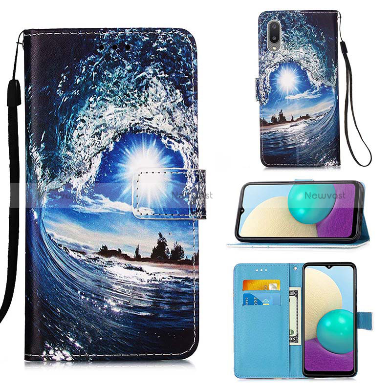 Leather Case Stands Fashionable Pattern Flip Cover Holder Y02B for Samsung Galaxy A02