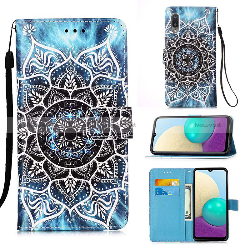 Leather Case Stands Fashionable Pattern Flip Cover Holder Y02B for Samsung Galaxy A02