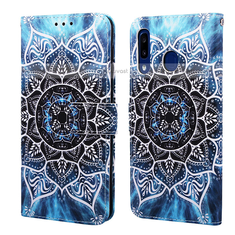 Leather Case Stands Fashionable Pattern Flip Cover Holder Y02B for Samsung Galaxy A20 Mixed