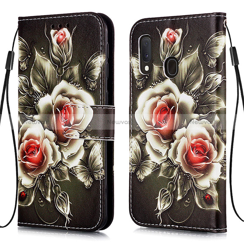 Leather Case Stands Fashionable Pattern Flip Cover Holder Y02B for Samsung Galaxy A20e