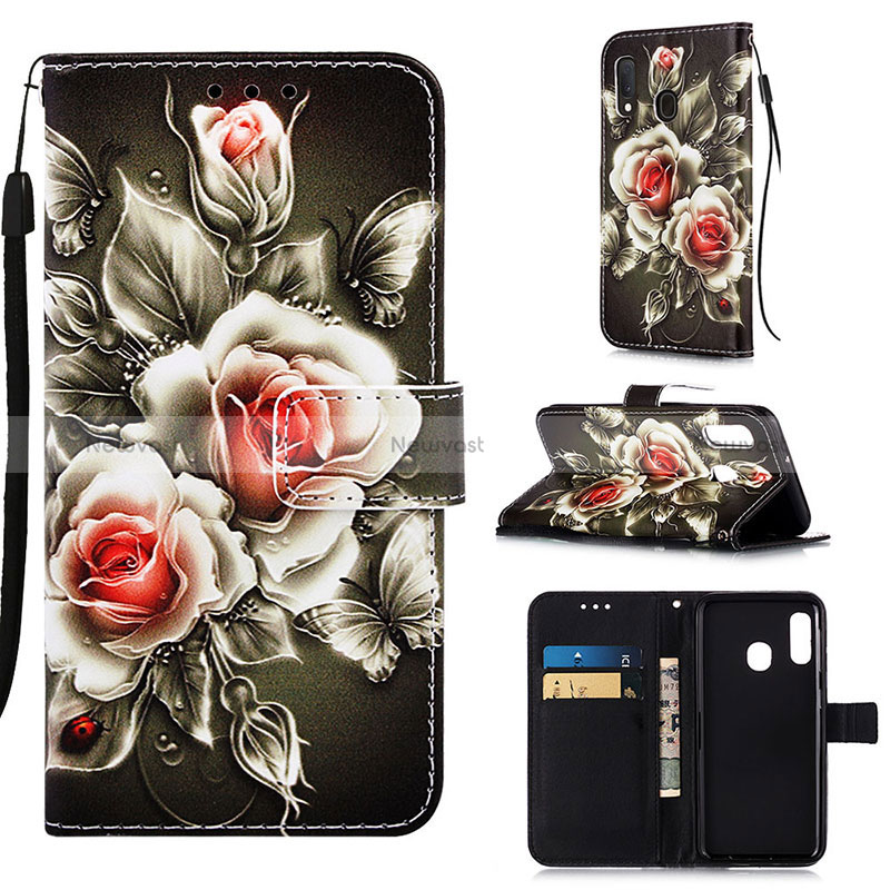 Leather Case Stands Fashionable Pattern Flip Cover Holder Y02B for Samsung Galaxy A20e