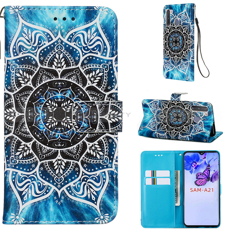 Leather Case Stands Fashionable Pattern Flip Cover Holder Y02B for Samsung Galaxy A21 European Mixed