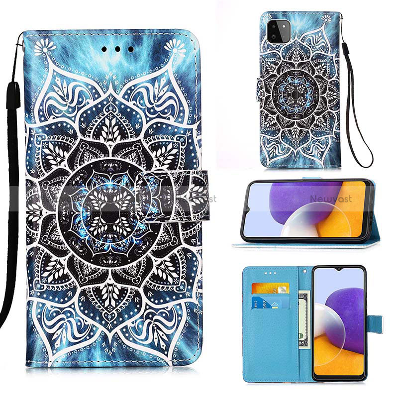 Leather Case Stands Fashionable Pattern Flip Cover Holder Y02B for Samsung Galaxy A22 5G Mixed