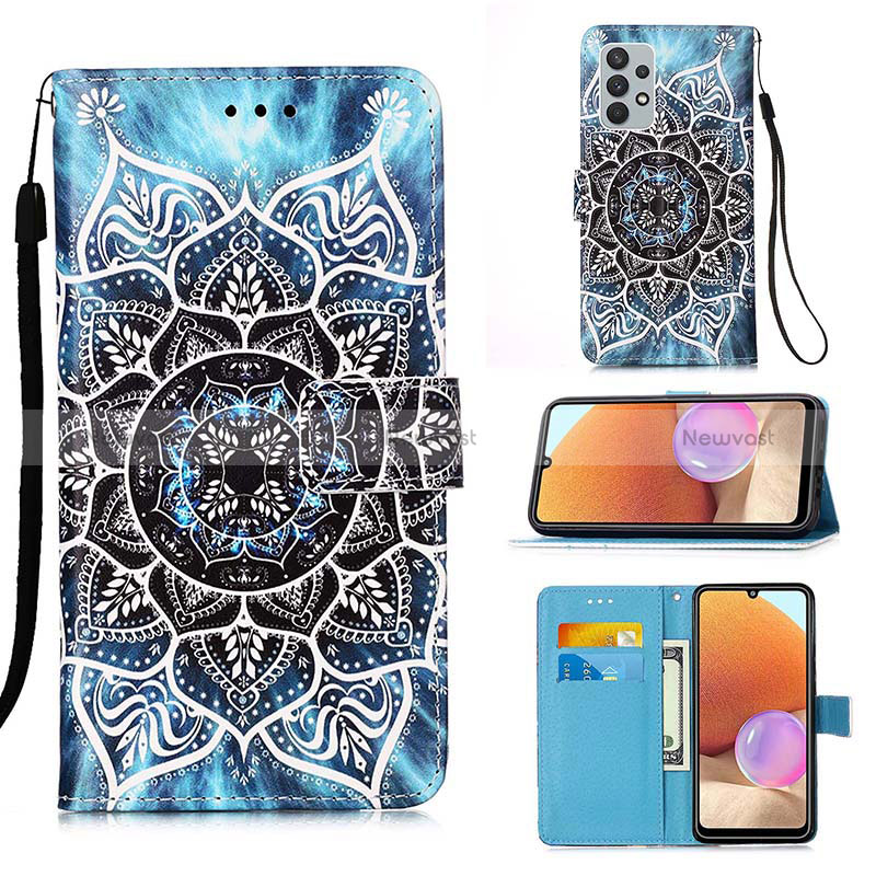 Leather Case Stands Fashionable Pattern Flip Cover Holder Y02B for Samsung Galaxy A32 4G