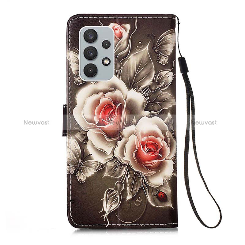 Leather Case Stands Fashionable Pattern Flip Cover Holder Y02B for Samsung Galaxy A32 4G