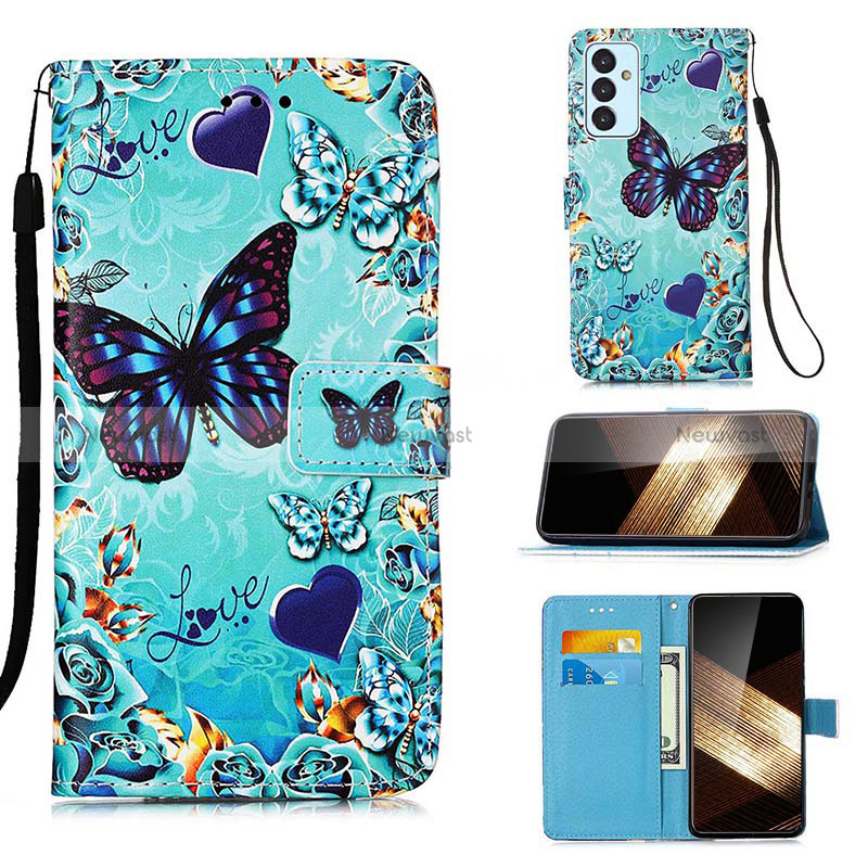 Leather Case Stands Fashionable Pattern Flip Cover Holder Y02B for Samsung Galaxy A35 5G Sky Blue