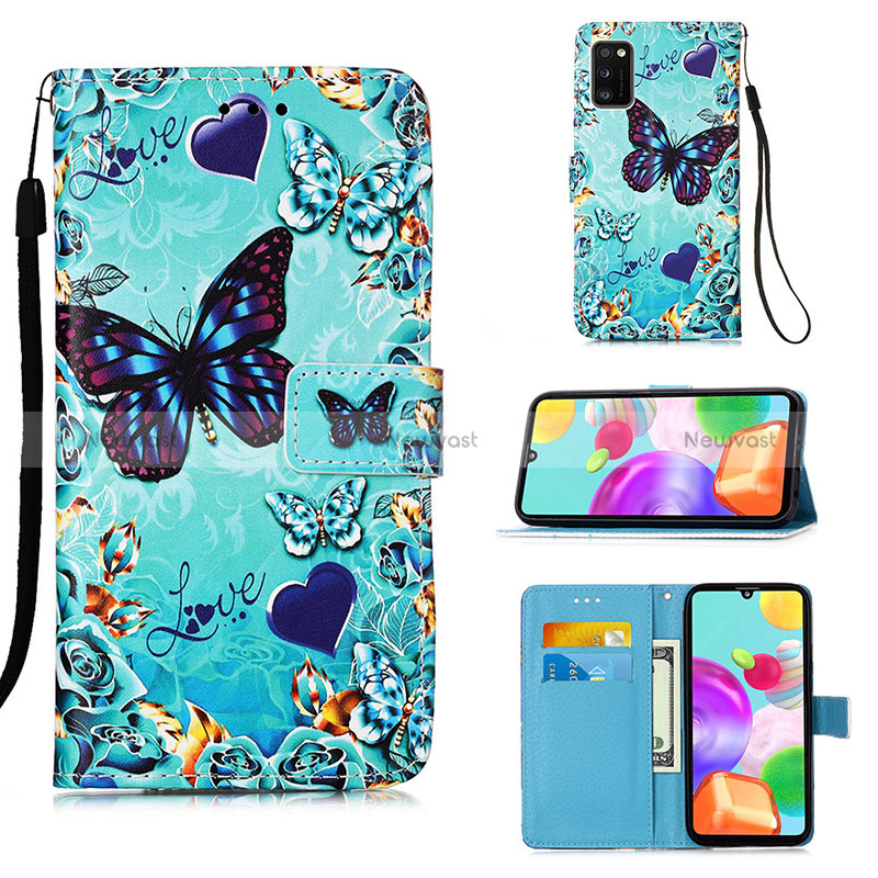 Leather Case Stands Fashionable Pattern Flip Cover Holder Y02B for Samsung Galaxy A41