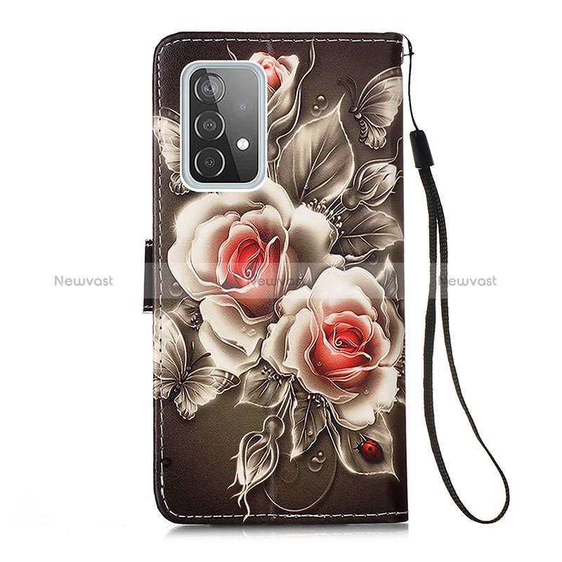 Leather Case Stands Fashionable Pattern Flip Cover Holder Y02B for Samsung Galaxy A52 4G