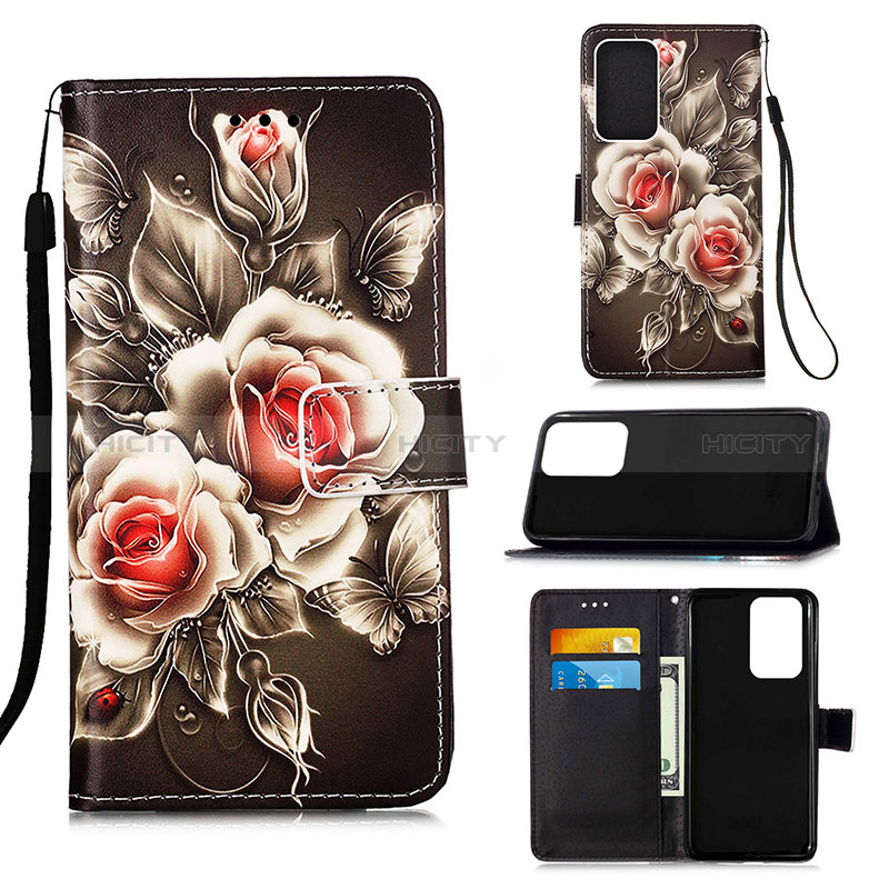 Leather Case Stands Fashionable Pattern Flip Cover Holder Y02B for Samsung Galaxy A53 5G Black