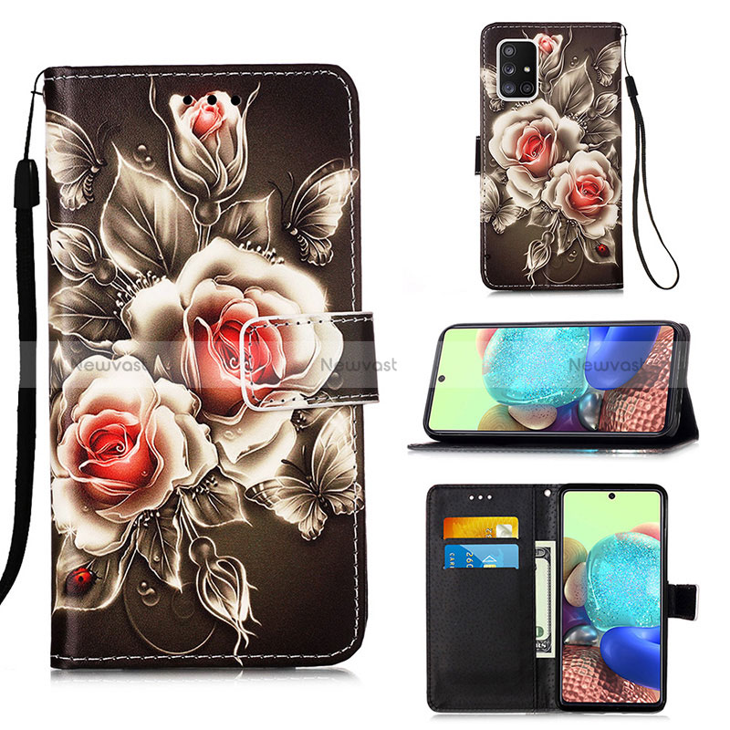 Leather Case Stands Fashionable Pattern Flip Cover Holder Y02B for Samsung Galaxy A71 5G