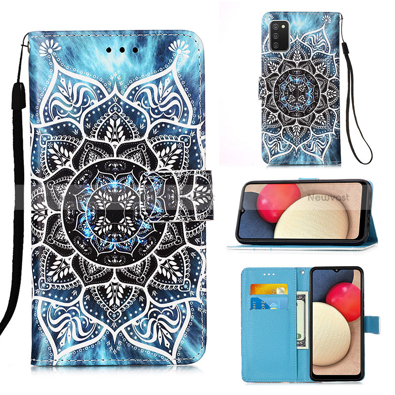 Leather Case Stands Fashionable Pattern Flip Cover Holder Y02B for Samsung Galaxy F02S SM-E025F