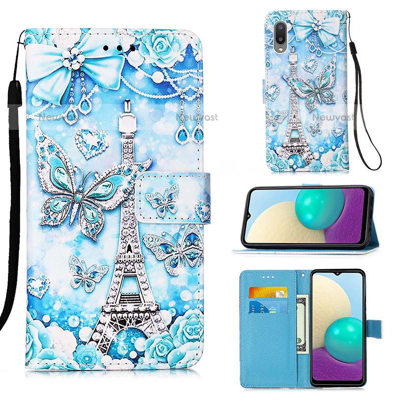 Leather Case Stands Fashionable Pattern Flip Cover Holder Y02B for Samsung Galaxy M02