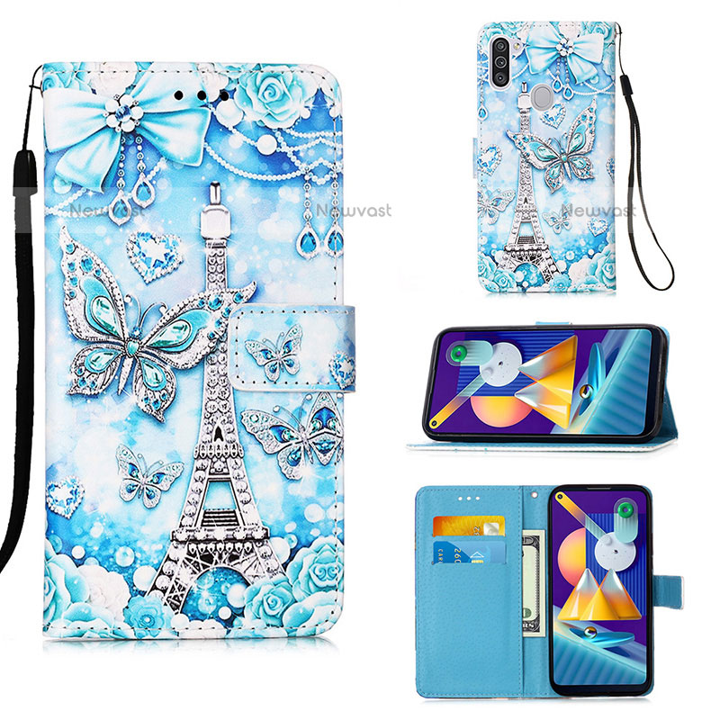 Leather Case Stands Fashionable Pattern Flip Cover Holder Y02B for Samsung Galaxy M11