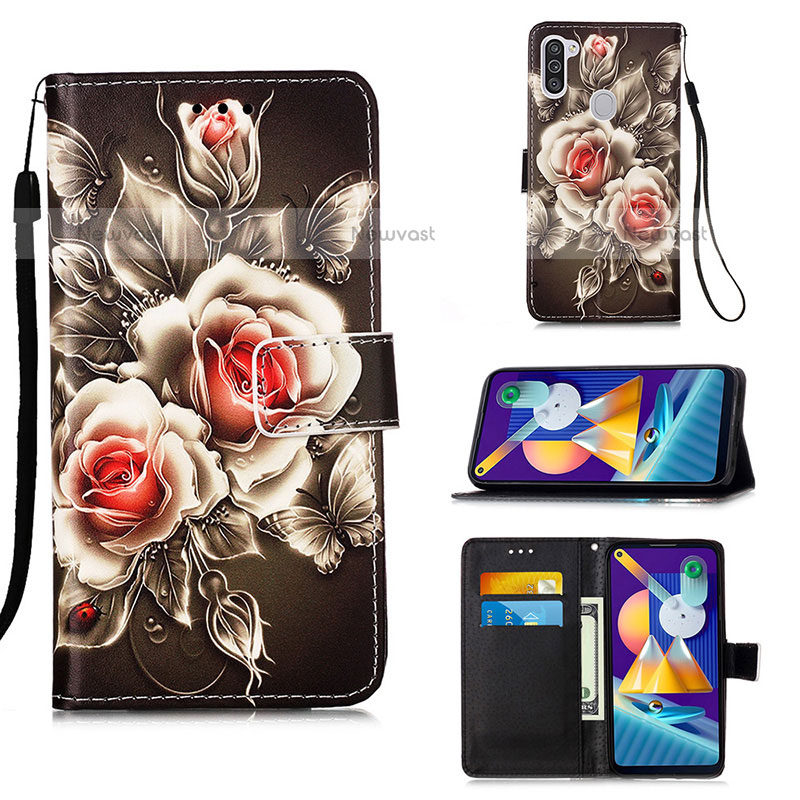 Leather Case Stands Fashionable Pattern Flip Cover Holder Y02B for Samsung Galaxy M11