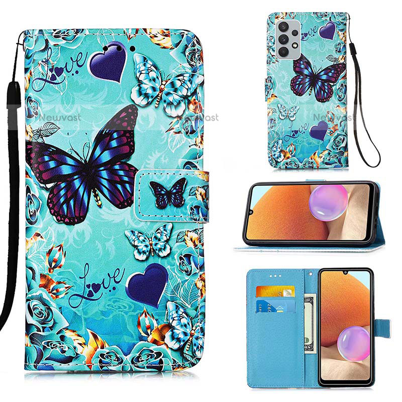 Leather Case Stands Fashionable Pattern Flip Cover Holder Y02B for Samsung Galaxy M32 5G