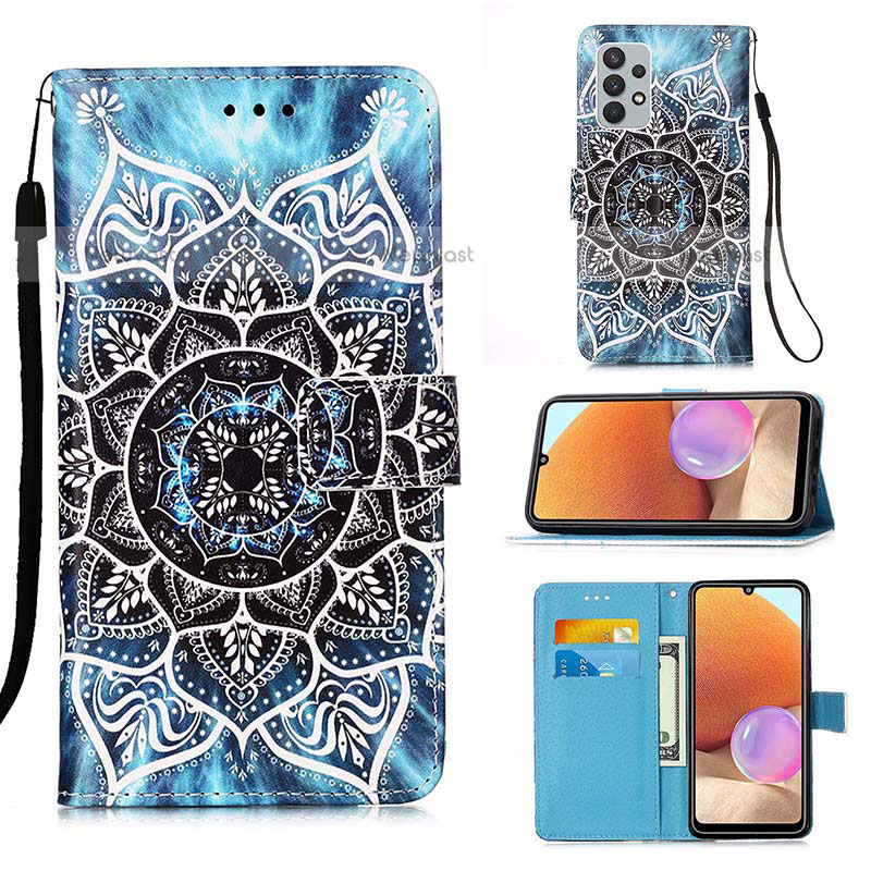 Leather Case Stands Fashionable Pattern Flip Cover Holder Y02B for Samsung Galaxy M32 5G Mixed