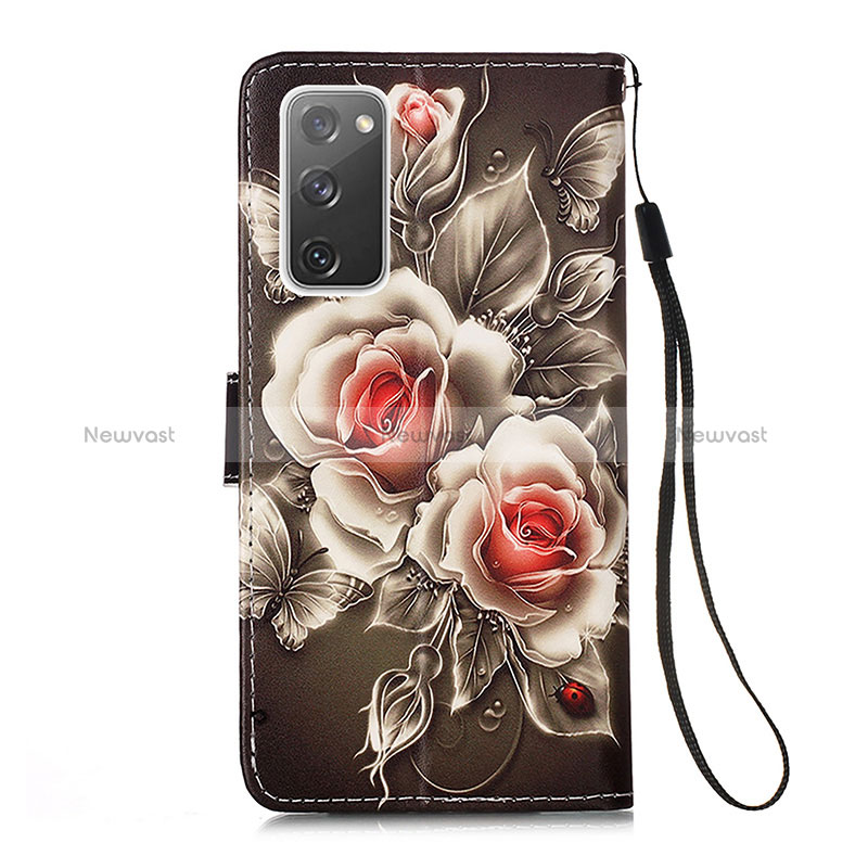 Leather Case Stands Fashionable Pattern Flip Cover Holder Y02B for Samsung Galaxy S20 FE 4G