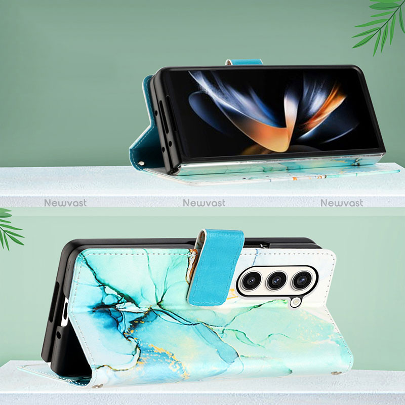 Leather Case Stands Fashionable Pattern Flip Cover Holder Y02B for Samsung Galaxy Z Fold5 5G