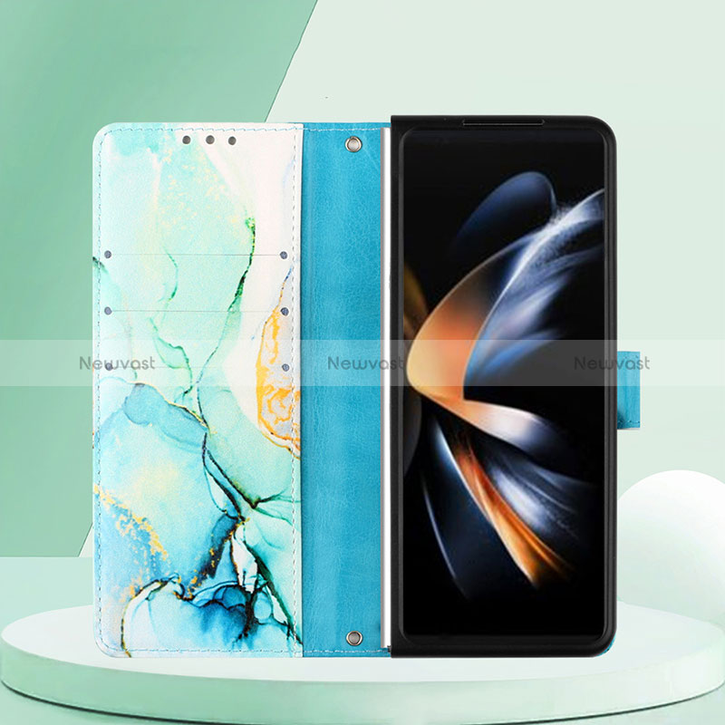 Leather Case Stands Fashionable Pattern Flip Cover Holder Y02B for Samsung Galaxy Z Fold5 5G