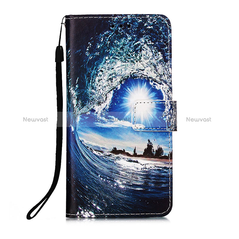 Leather Case Stands Fashionable Pattern Flip Cover Holder Y02B for Xiaomi Poco F3 5G Navy Blue