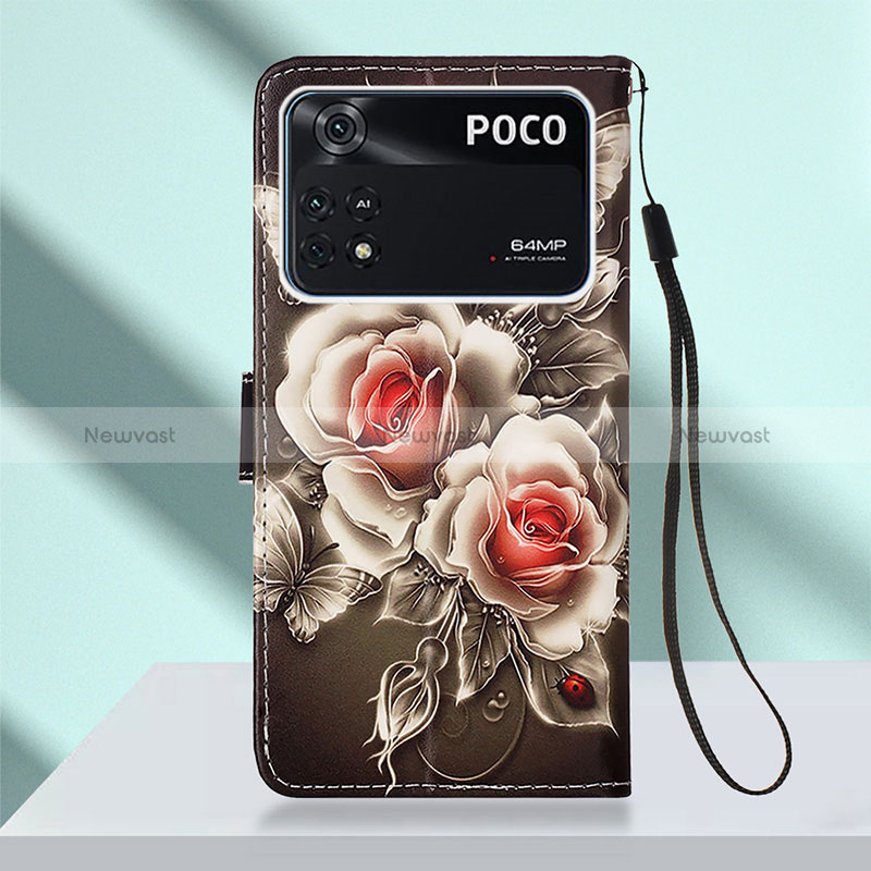 Leather Case Stands Fashionable Pattern Flip Cover Holder Y02B for Xiaomi Poco M4 Pro 4G