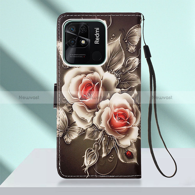 Leather Case Stands Fashionable Pattern Flip Cover Holder Y02B for Xiaomi Redmi 10 India