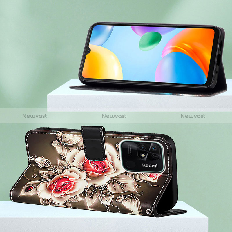 Leather Case Stands Fashionable Pattern Flip Cover Holder Y02B for Xiaomi Redmi 10 India