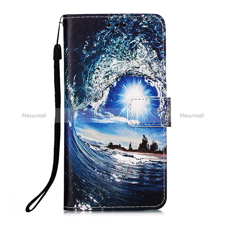 Leather Case Stands Fashionable Pattern Flip Cover Holder Y02B for Xiaomi Redmi 10 India Navy Blue