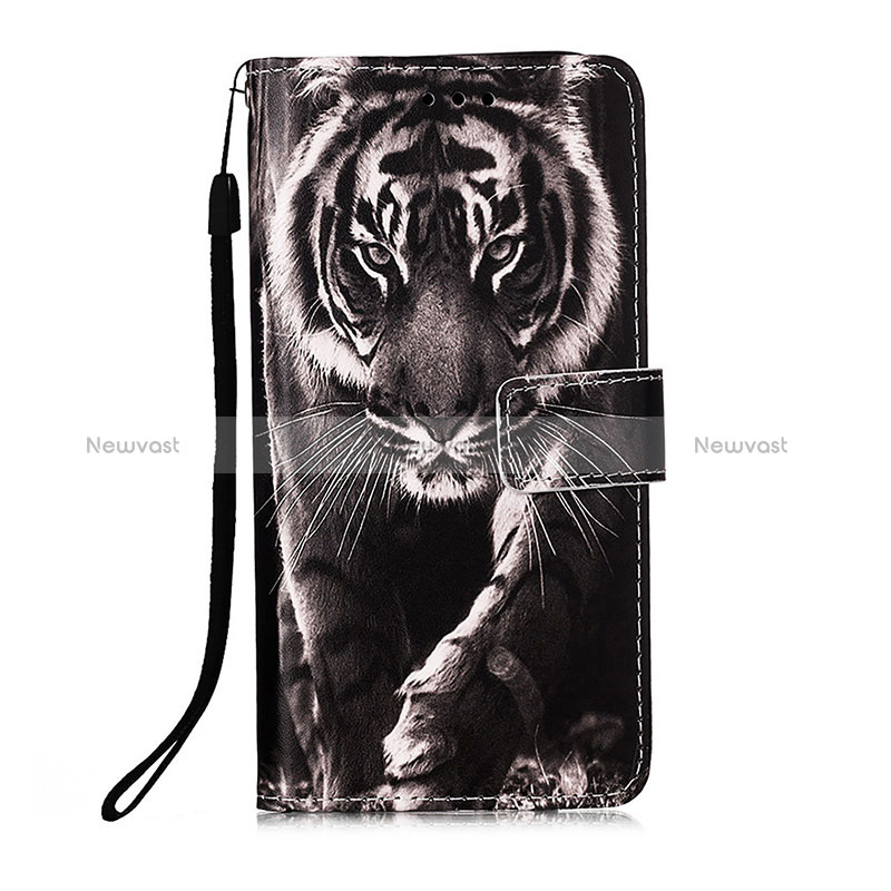 Leather Case Stands Fashionable Pattern Flip Cover Holder Y02B for Xiaomi Redmi 10 Power Black