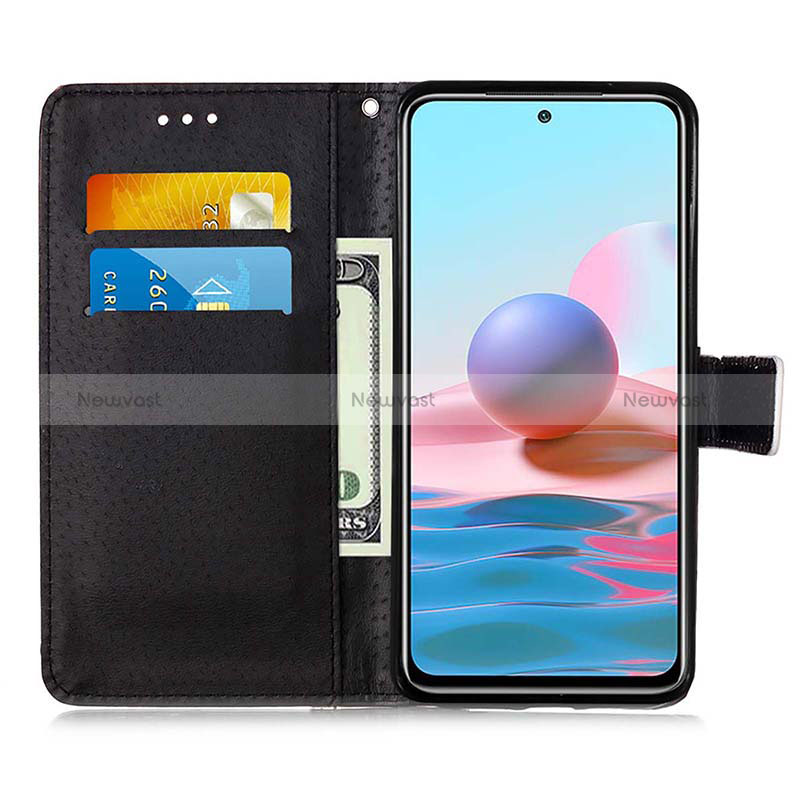 Leather Case Stands Fashionable Pattern Flip Cover Holder Y02B for Xiaomi Redmi Note 10 4G