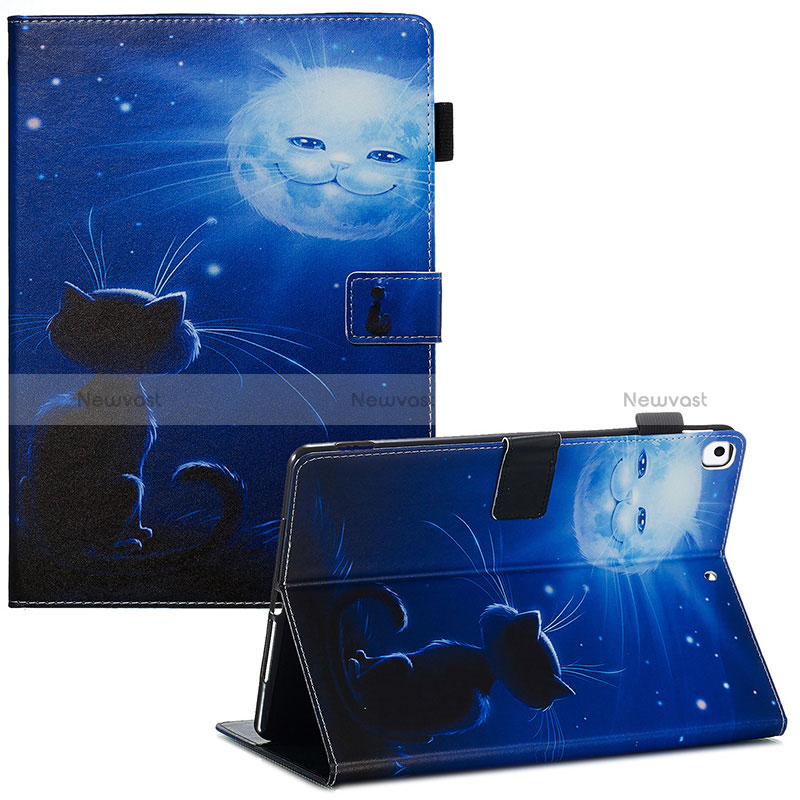 Leather Case Stands Fashionable Pattern Flip Cover Holder Y03B for Apple iPad 10.2 (2019) Blue