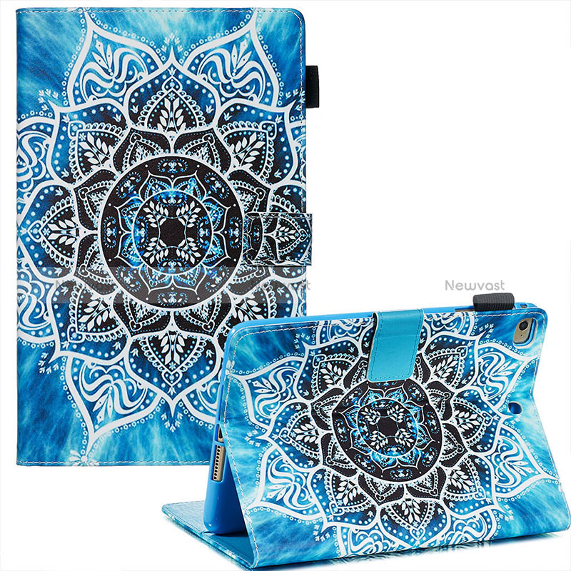 Leather Case Stands Fashionable Pattern Flip Cover Holder Y03B for Apple iPad Mini 5 (2019) Sky Blue