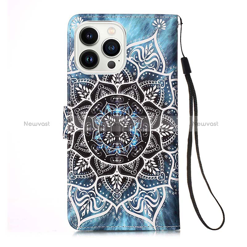 Leather Case Stands Fashionable Pattern Flip Cover Holder Y03B for Apple iPhone 13 Pro Max